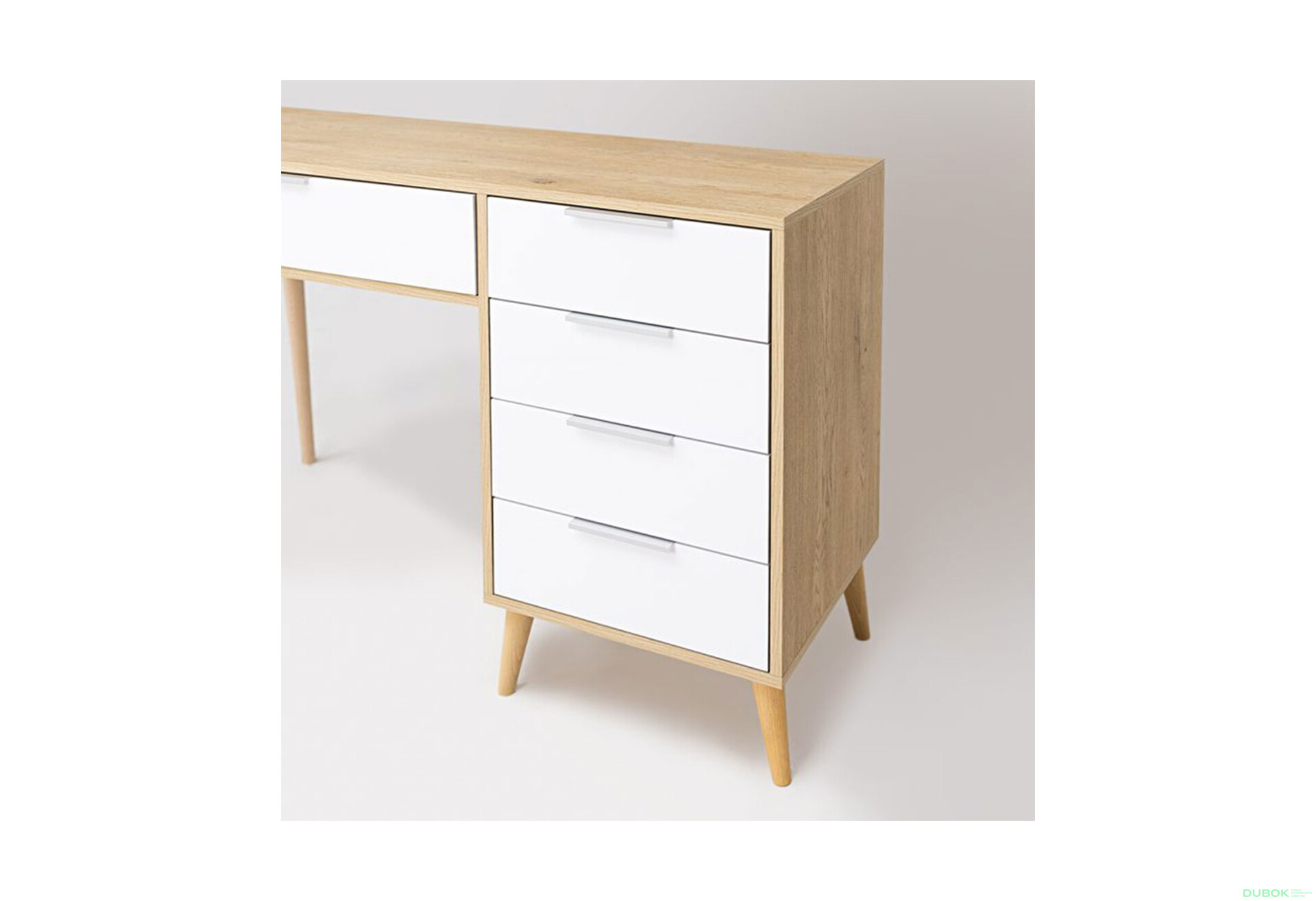 Fotografie 5 - Toaletní stolek 5šx lesklá bílá / dub cremona Olivia