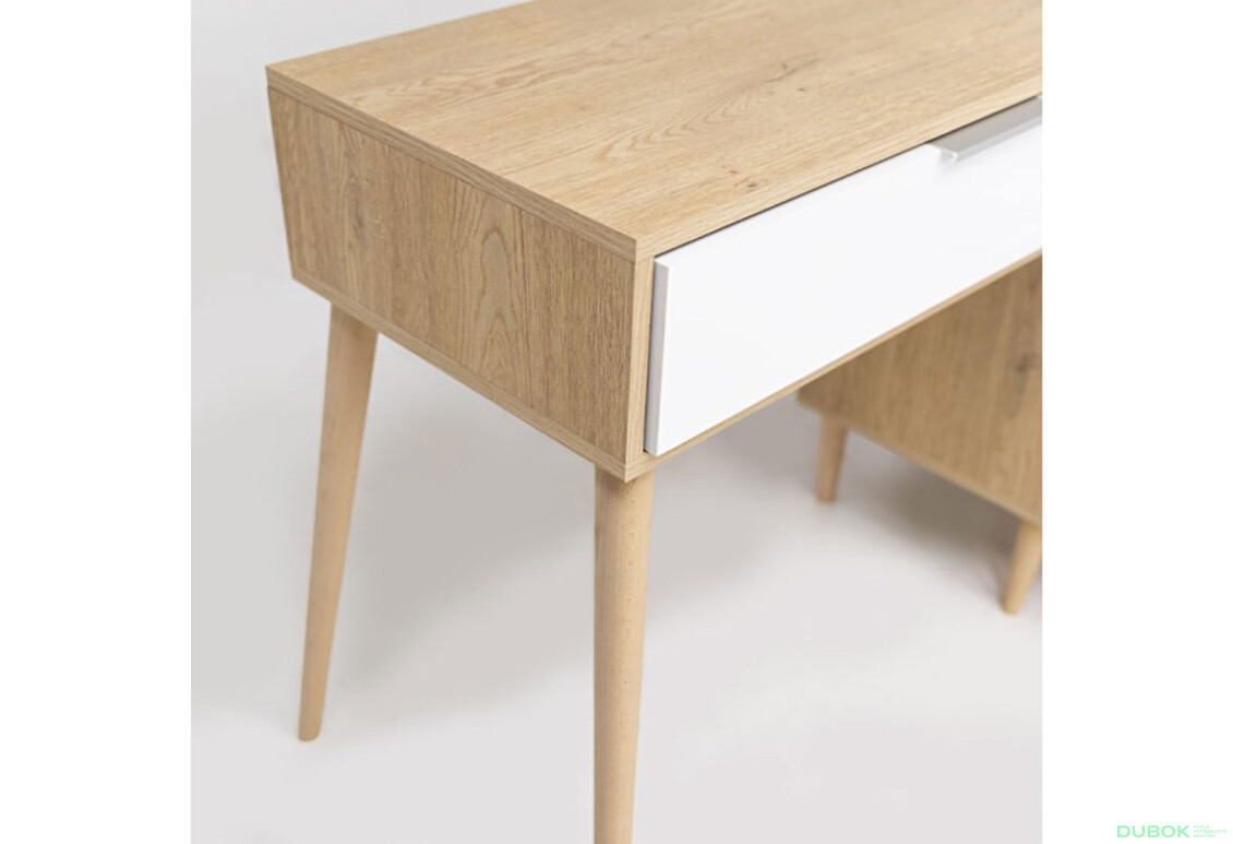 Fotografie 6 - Toaletní stolek 5šx lesklá bílá / dub cremona Olivia