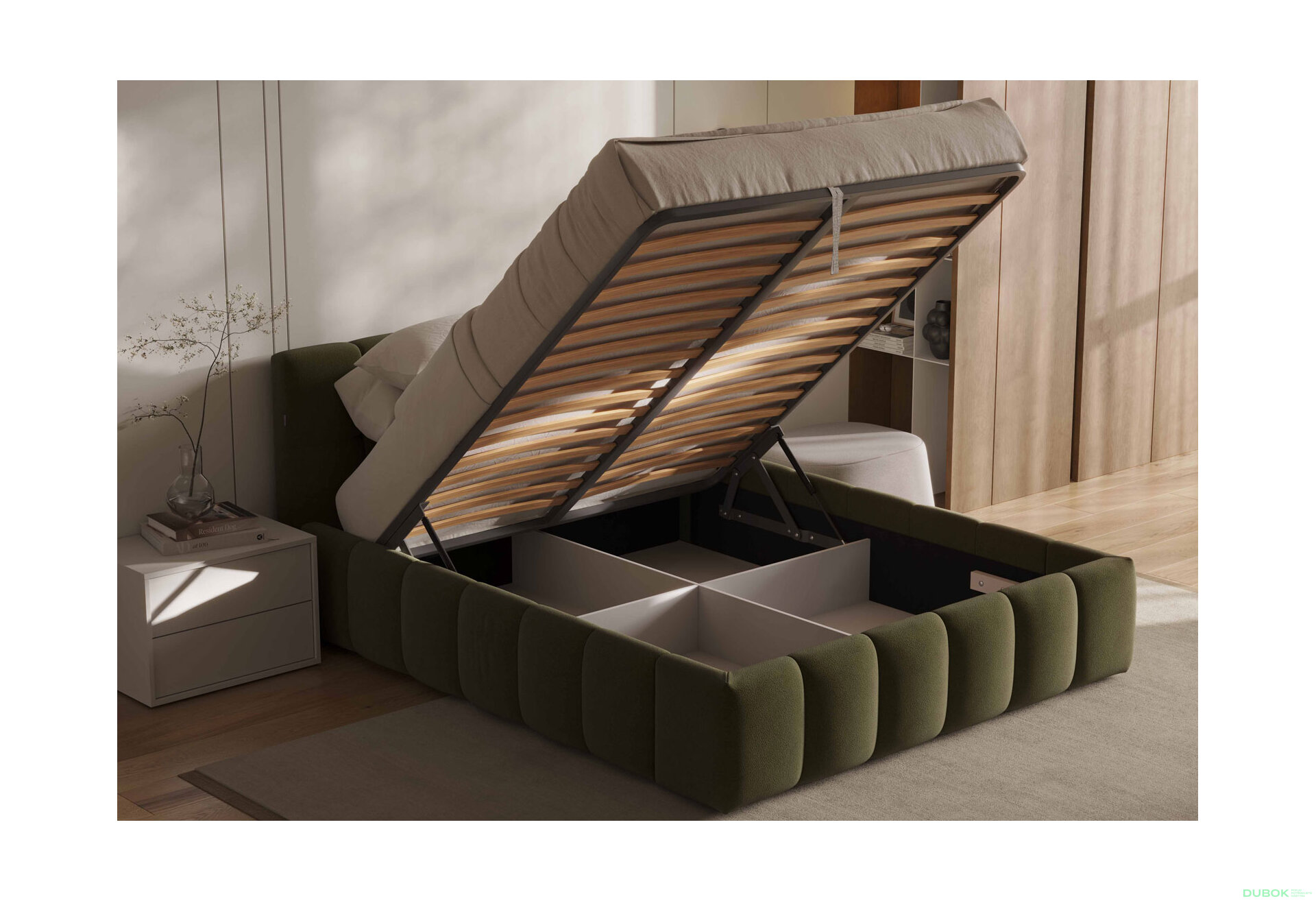 Fotografie 5 - Měkká postel 1.8 Toni s výklopným rámem Point 38 Dekora skupina + matrace Sofia New