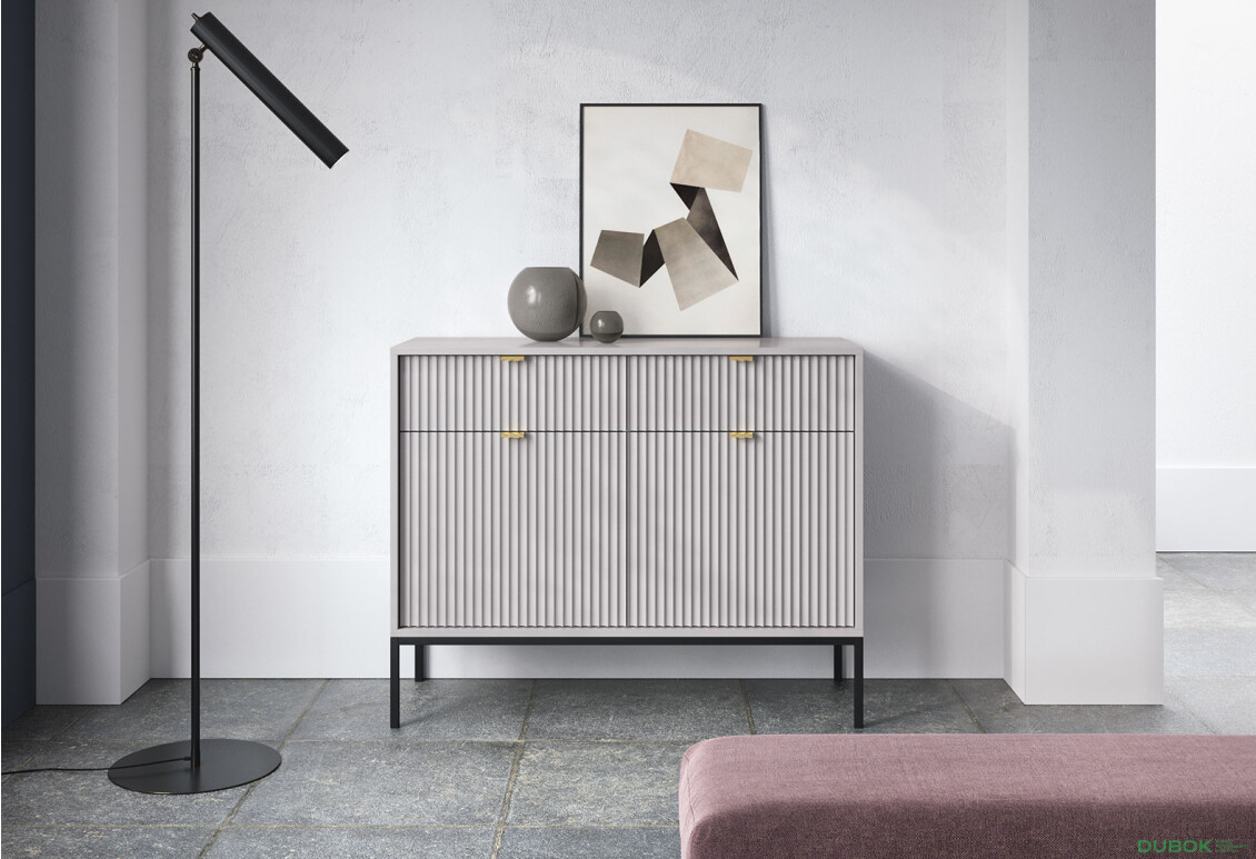 Komoda KSZ104 šedá Nova Černé nohy / zlatý úchytky - Fotografie 4 Fotografie 4 - Komoda KSZ104 šedá Nova Černé nohy / zlatý úchytky