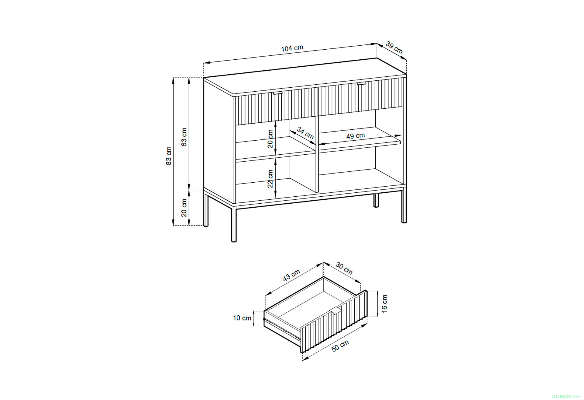 Komoda KSZ104 šedá Nova Černé nohy / zlatý úchytky - Fotografie 5 Fotografie 5 - Komoda KSZ104 šedá Nova Černé nohy / zlatý úchytky
