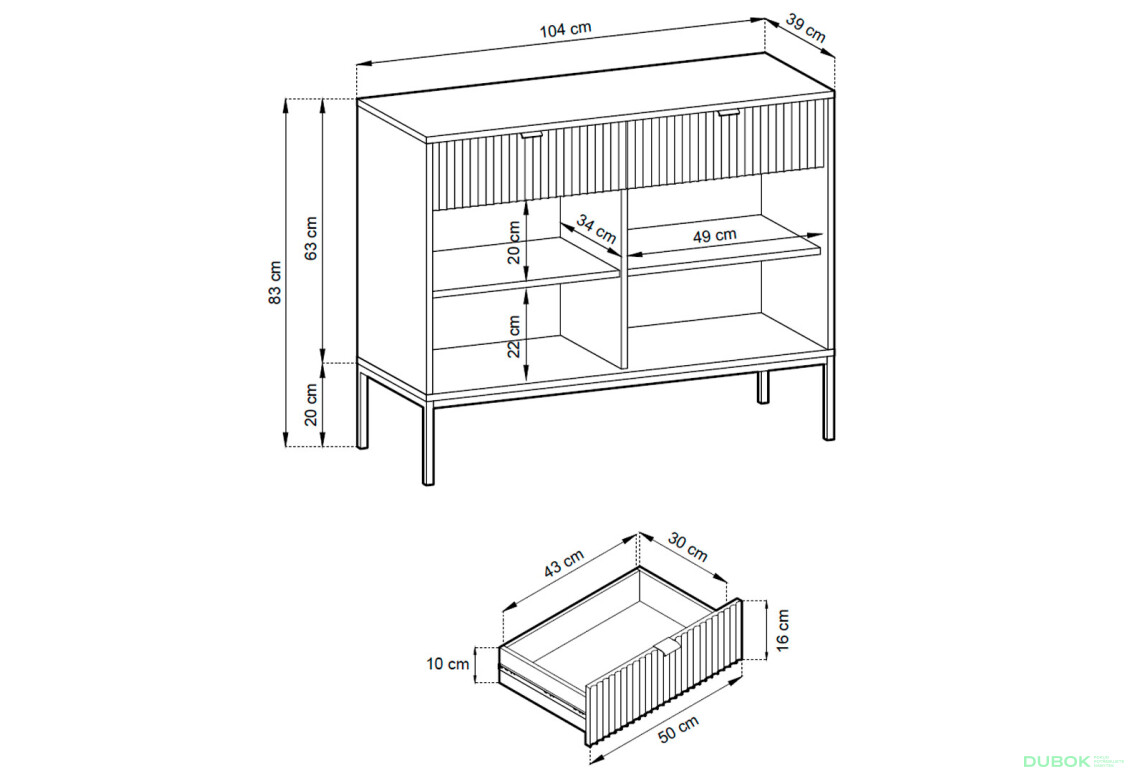 Komoda KSZ104 šedá Nova Černé nohy / zlatý úchytky - Fotografie 5 Fotografie 5 - Komoda KSZ104 šedá Nova Černé nohy / zlatý úchytky