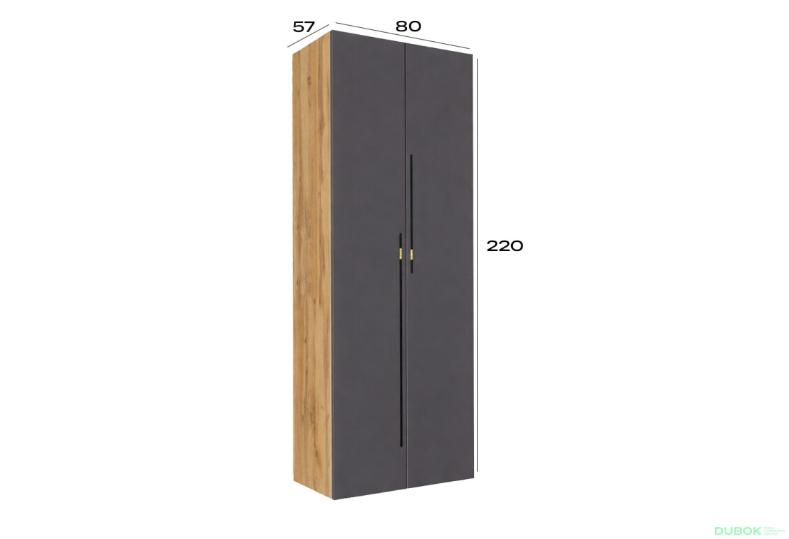 Fotografie 4 - Skříň 2D 80 cm dub appalačský / grafit Space