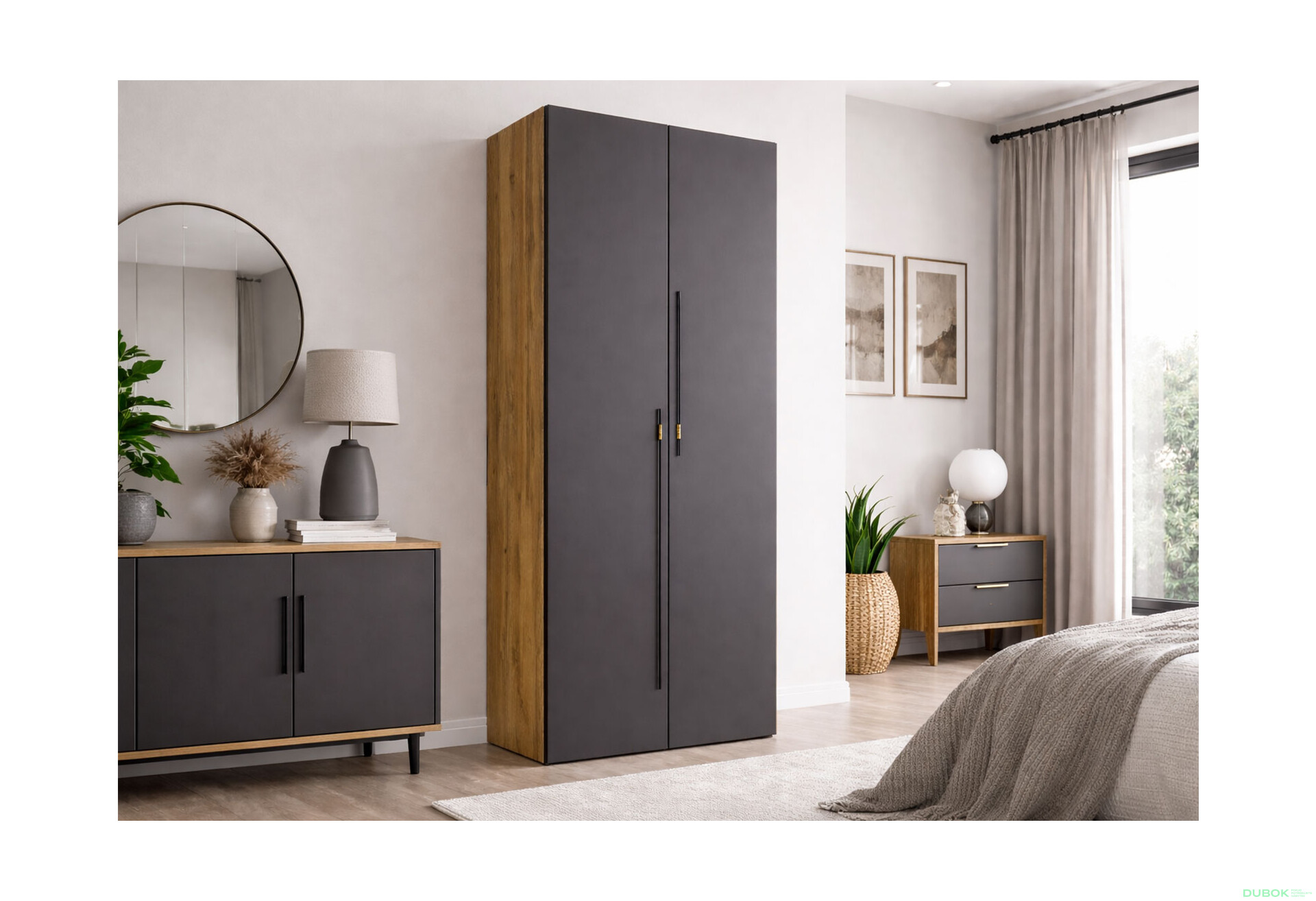 Fotografie 2 - Skříň 2D 80 cm dub appalačský / grafit Space