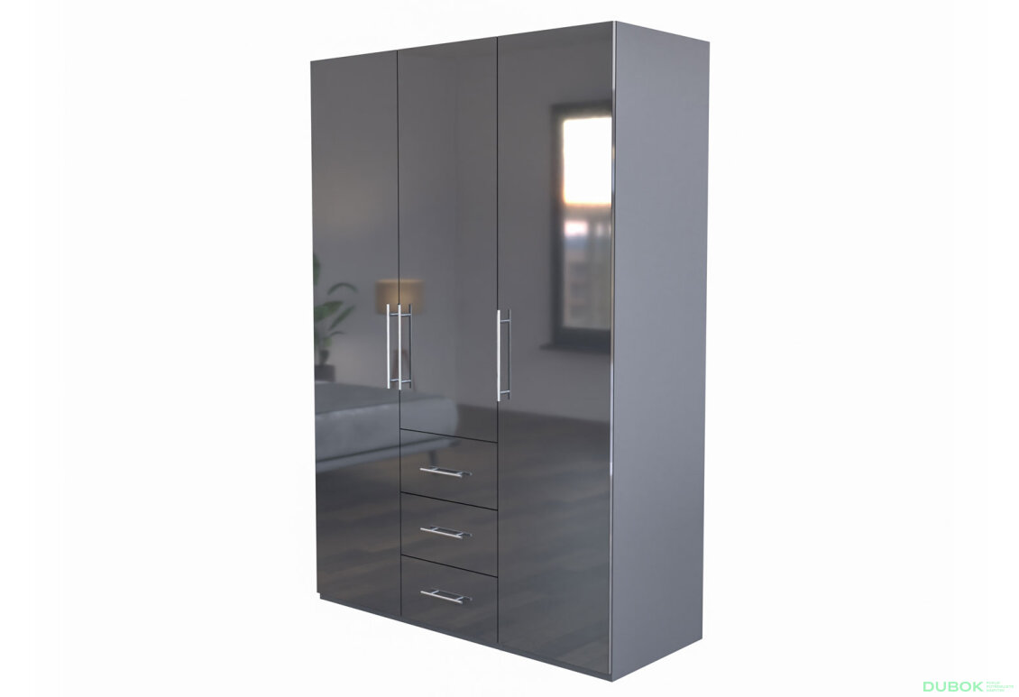 Skříň Magnum 3dv 3šx (Lesklý antracit)