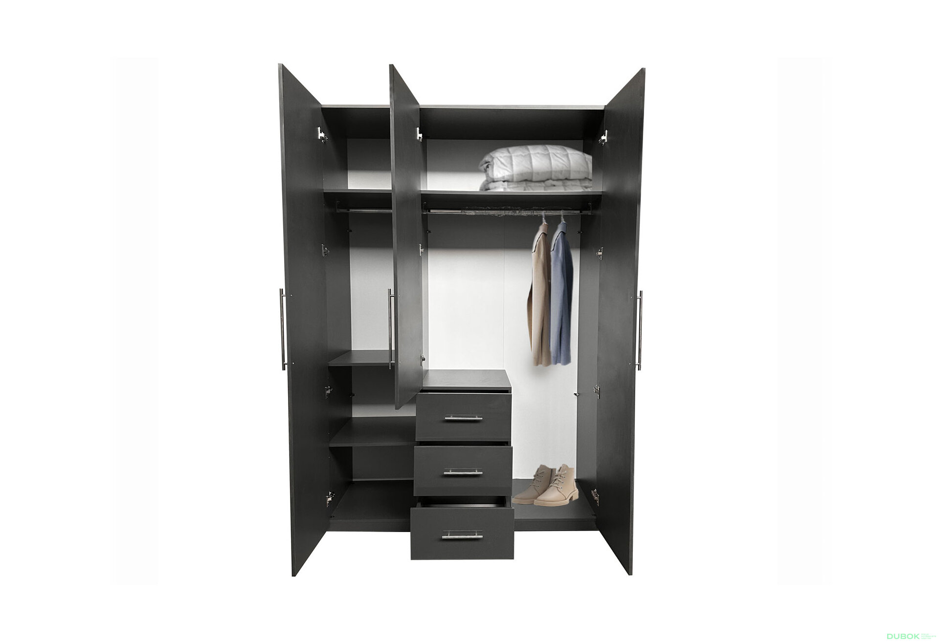 Fotografie 5 - Skříň Magnum 3dv 3šx (Lesklý antracit)