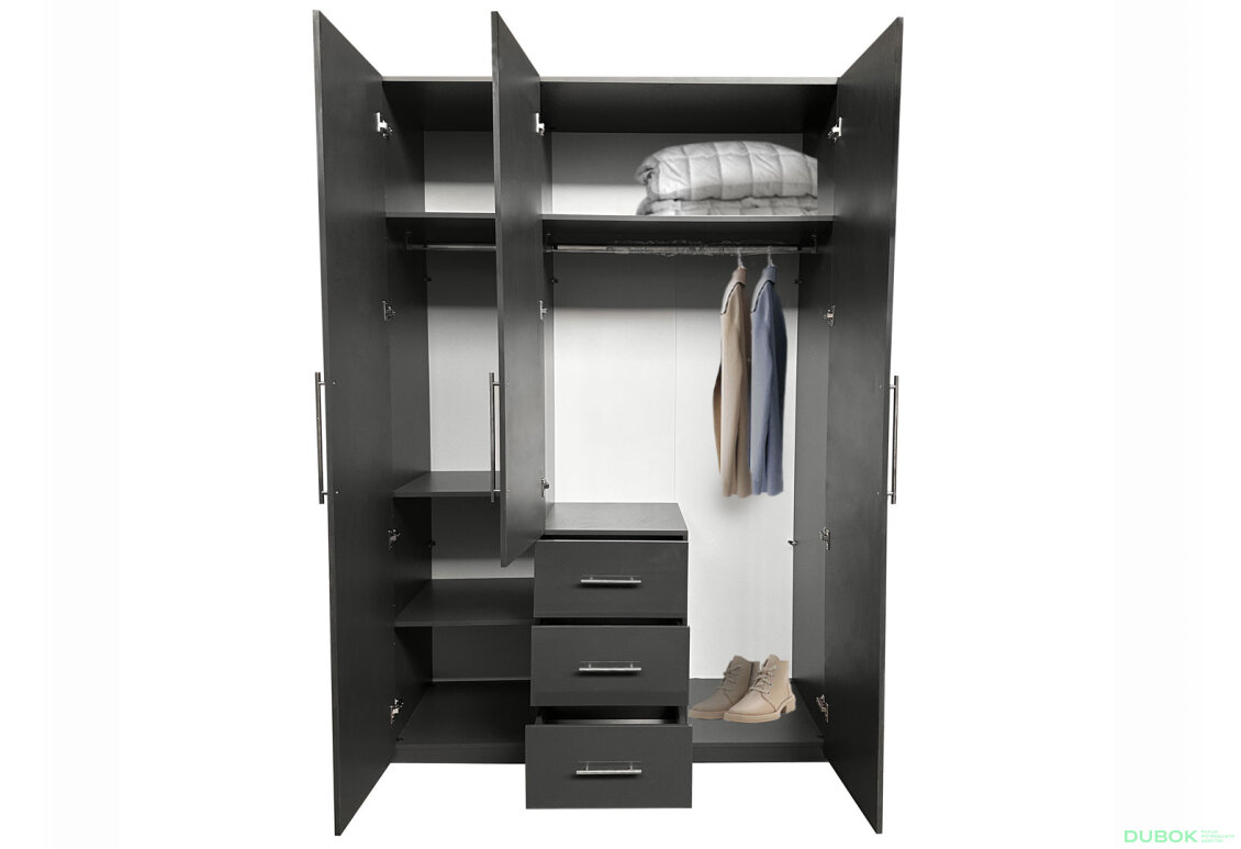 Fotografie 5 - Skříň Magnum 3dv 3šx (Lesklý antracit)