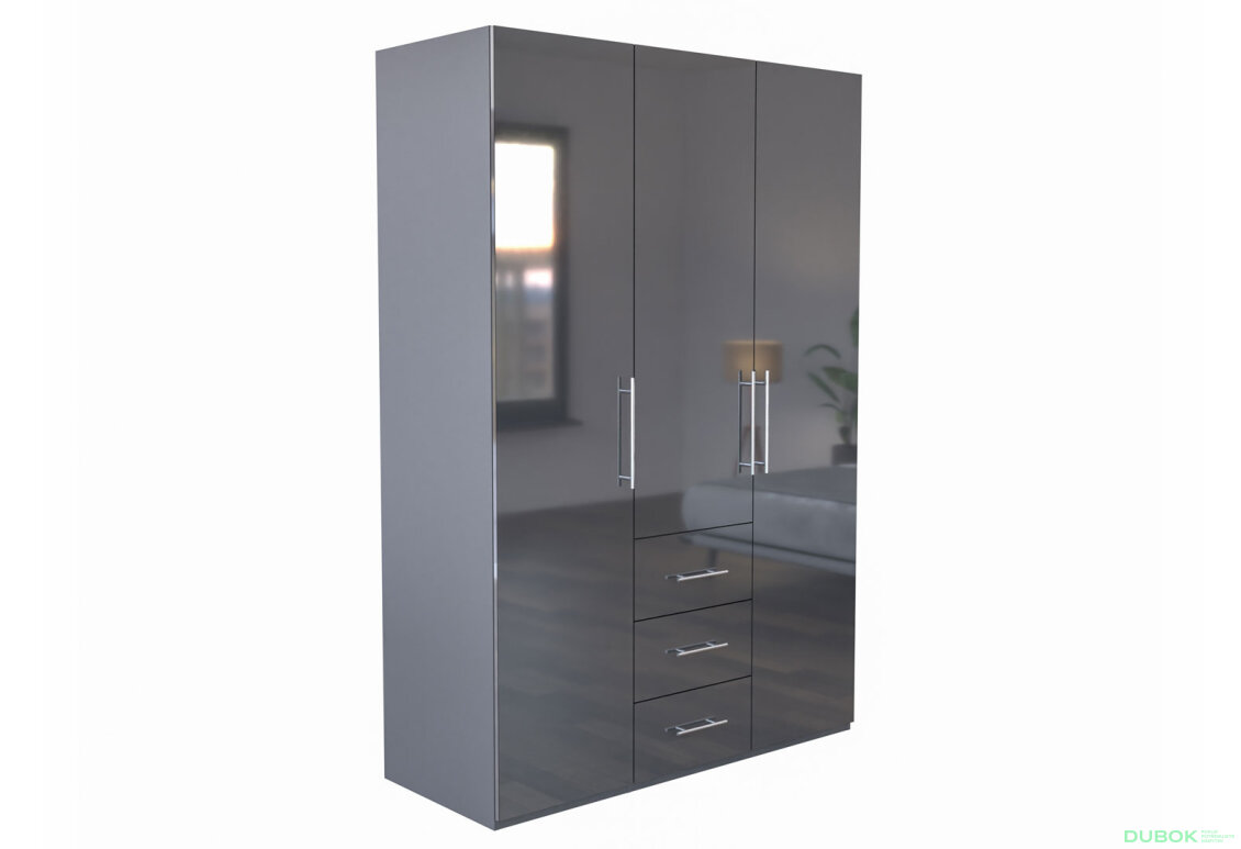 Fotografie 3 - Skříň Magnum 3dv 3šx (Lesklý antracit)