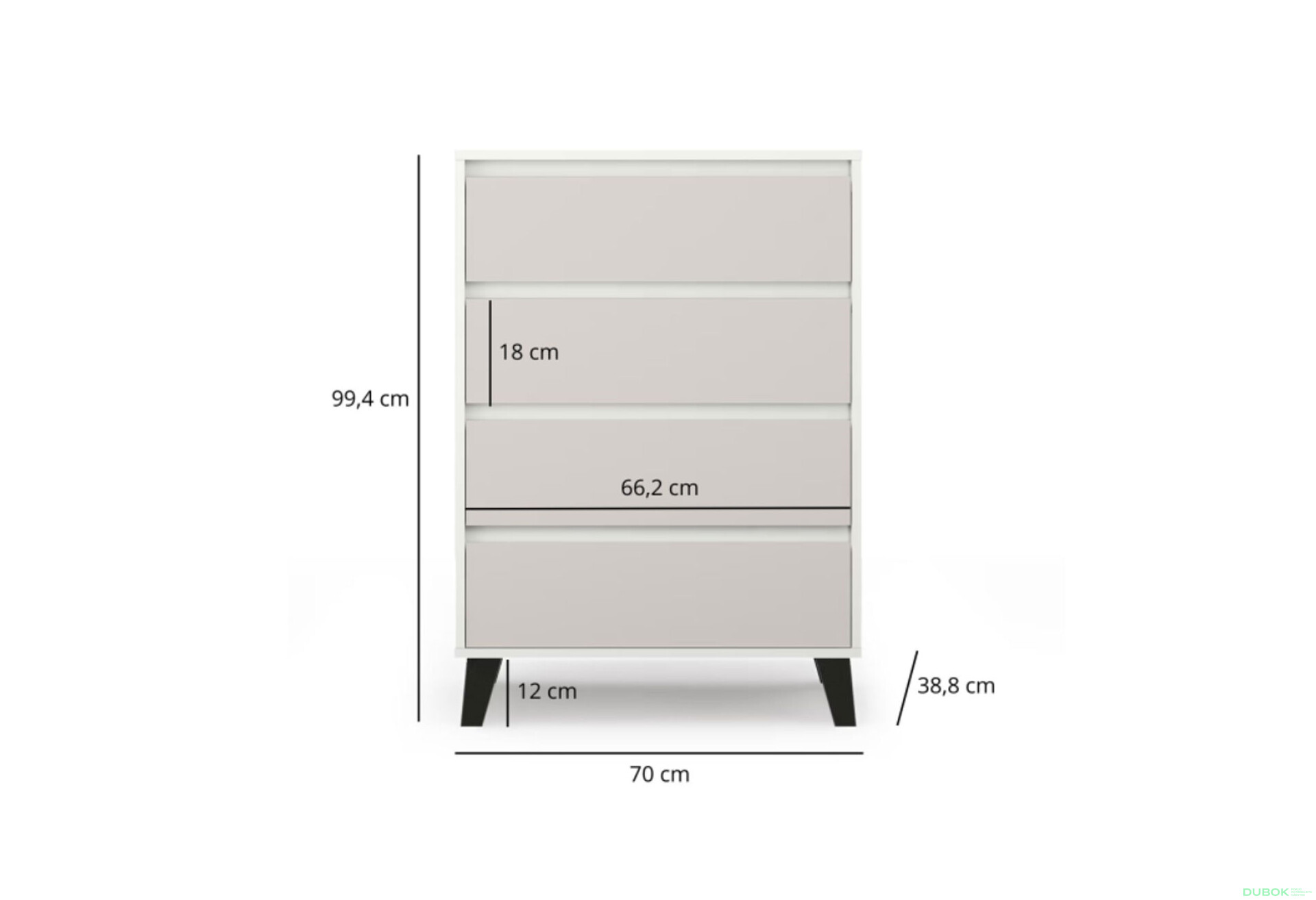 Fotografie 6 - Komoda Borg 4s/70 bílá / kašmír