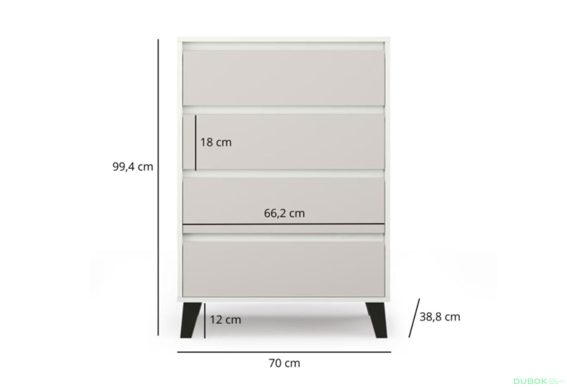 Fotografie 6 - Komoda Borg 4s/70 bílá / kašmír