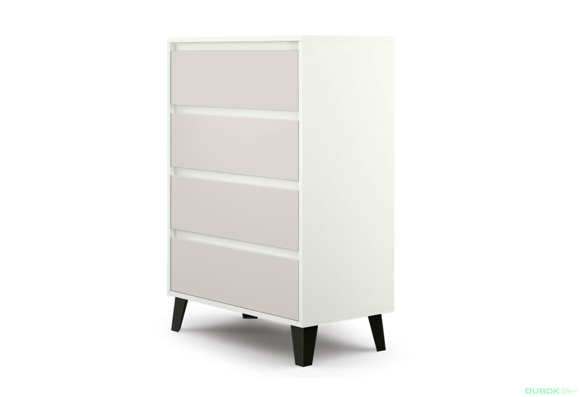 Fotografie 3 - Komoda Borg 4s/70 bílá / kašmír