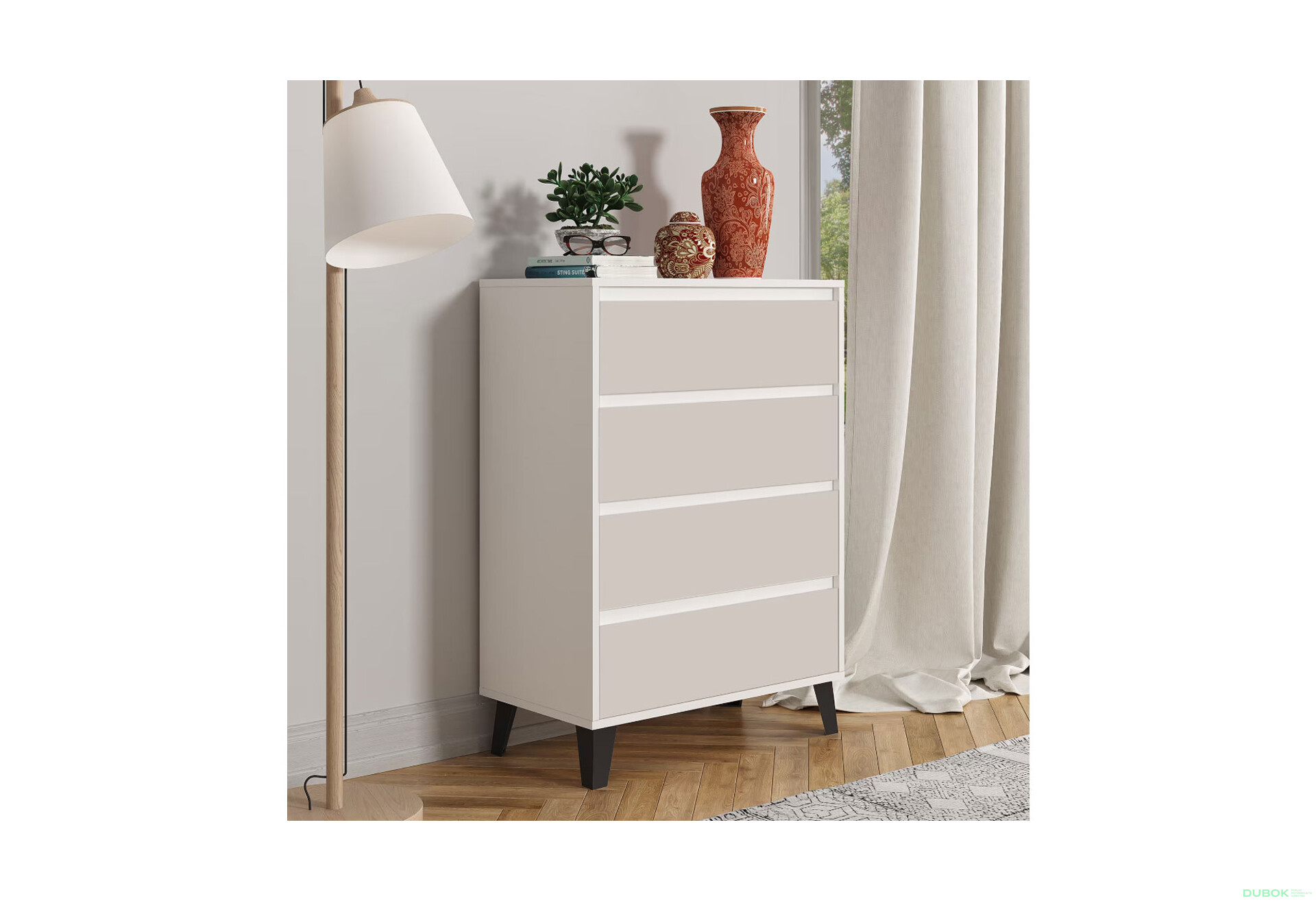 Fotografie 2 - Komoda Borg 4s/70 bílá / kašmír