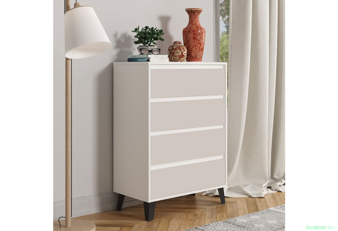 Fotografie 2 - Komoda Borg 4s/70 bílá / kašmír