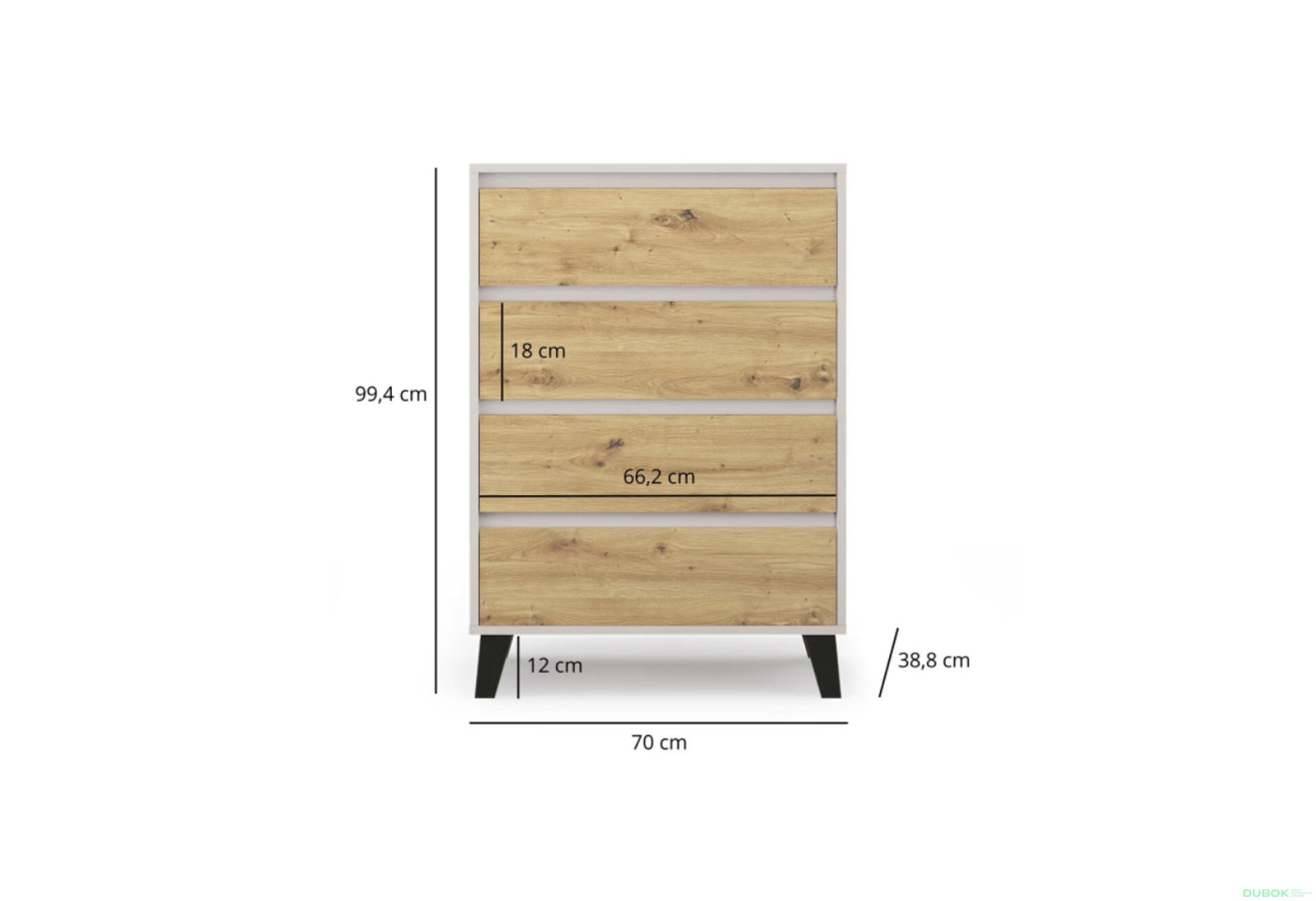 Fotografie 6 - Komoda Borg 4s/70 kašmír / dub artisan