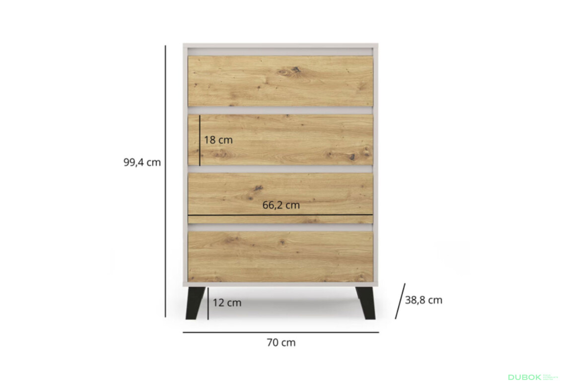 Fotografie 6 - Komoda Borg 4s/70 kašmír / dub artisan