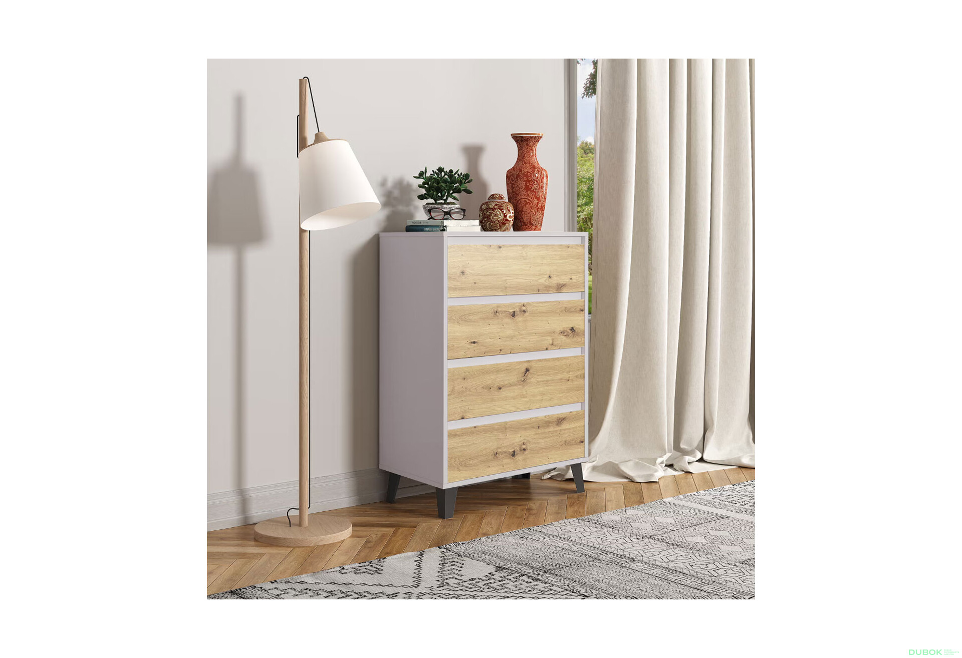 Fotografie 2 - Komoda Borg 4s/70 kašmír / dub artisan