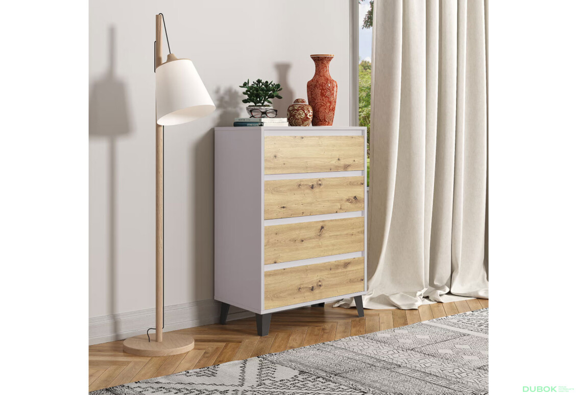 Fotografie 2 - Komoda Borg 4s/70 kašmír / dub artisan