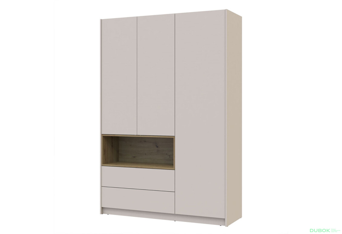 Skříň třídveřová Dale 3D150x52x220 cm Kašmír/Dub artisan - Fotografie 1 Fotografie 1 - Skříň třídveřová Dale 3D150x52x220 cm Kašmír/Dub artisan