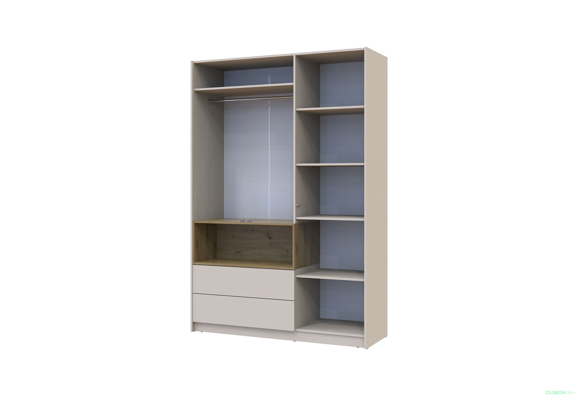 Skříň třídveřová Dale 3D150x52x220 cm Kašmír/Dub artisan - Fotografie 6 Fotografie 6 - Skříň třídveřová Dale 3D150x52x220 cm Kašmír/Dub artisan