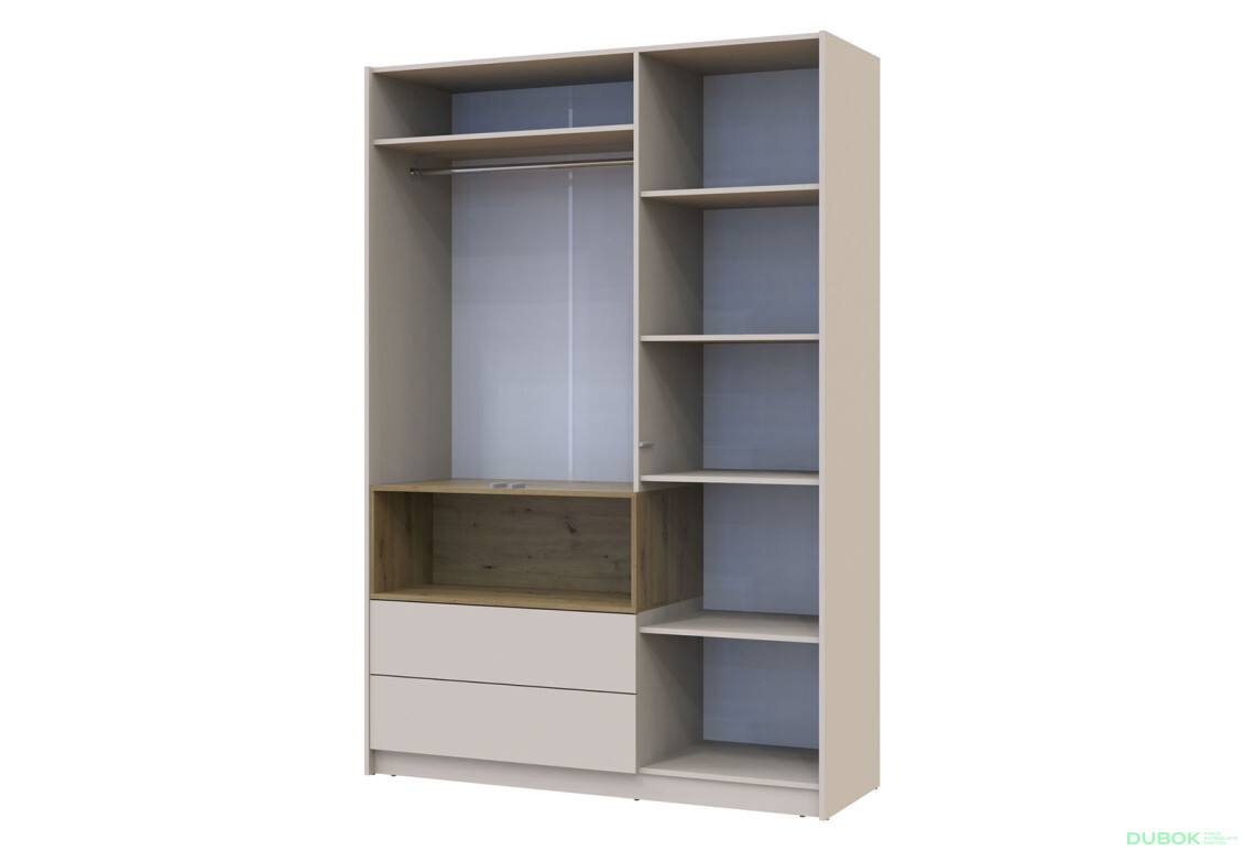 Skříň třídveřová Dale 3D150x52x220 cm Kašmír/Dub artisan - Fotografie 6 Fotografie 6 - Skříň třídveřová Dale 3D150x52x220 cm Kašmír/Dub artisan