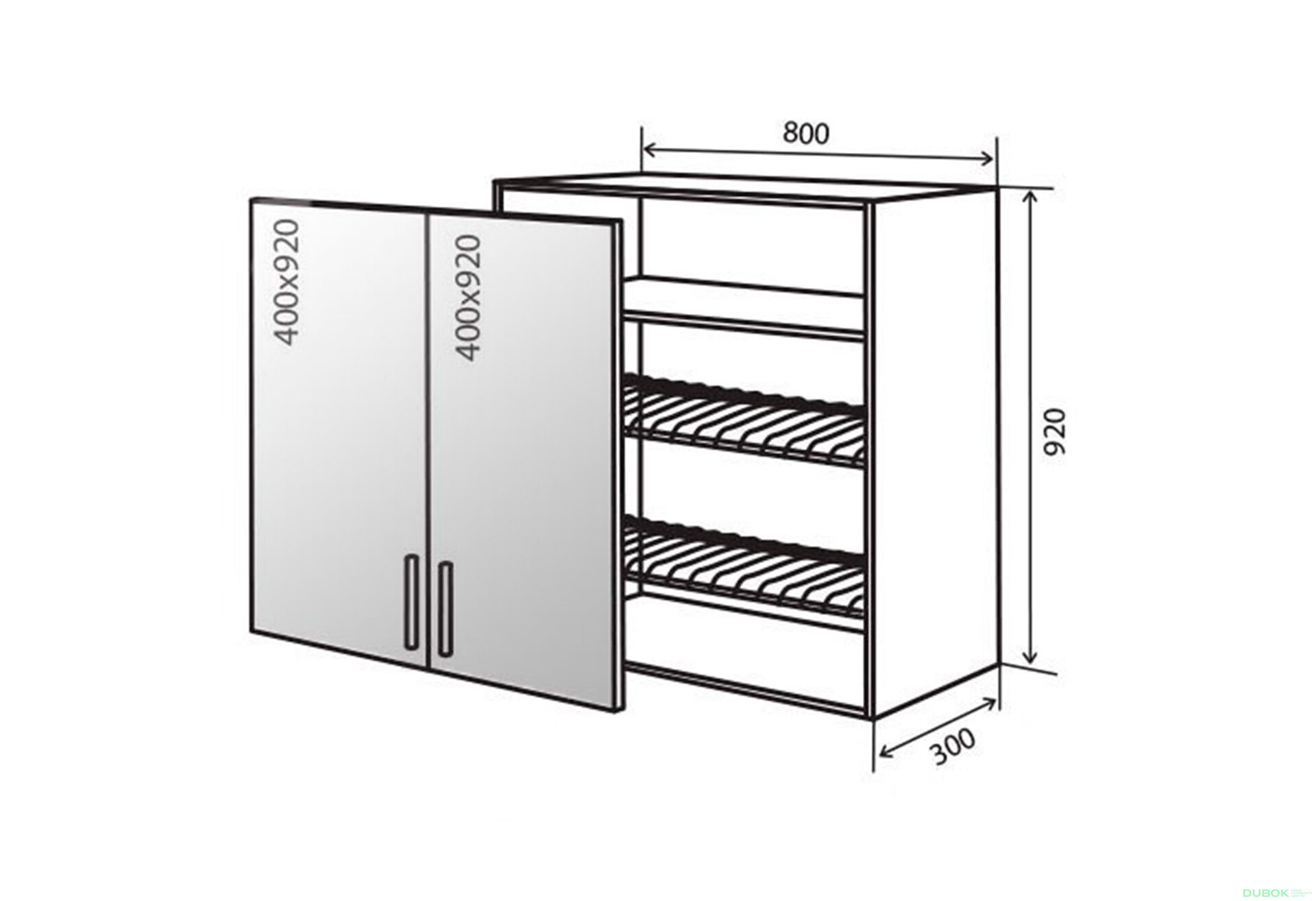 Fotografie 1 - V49 Skříňka 2D 80 Sušička Vitrína BL Flet Lux