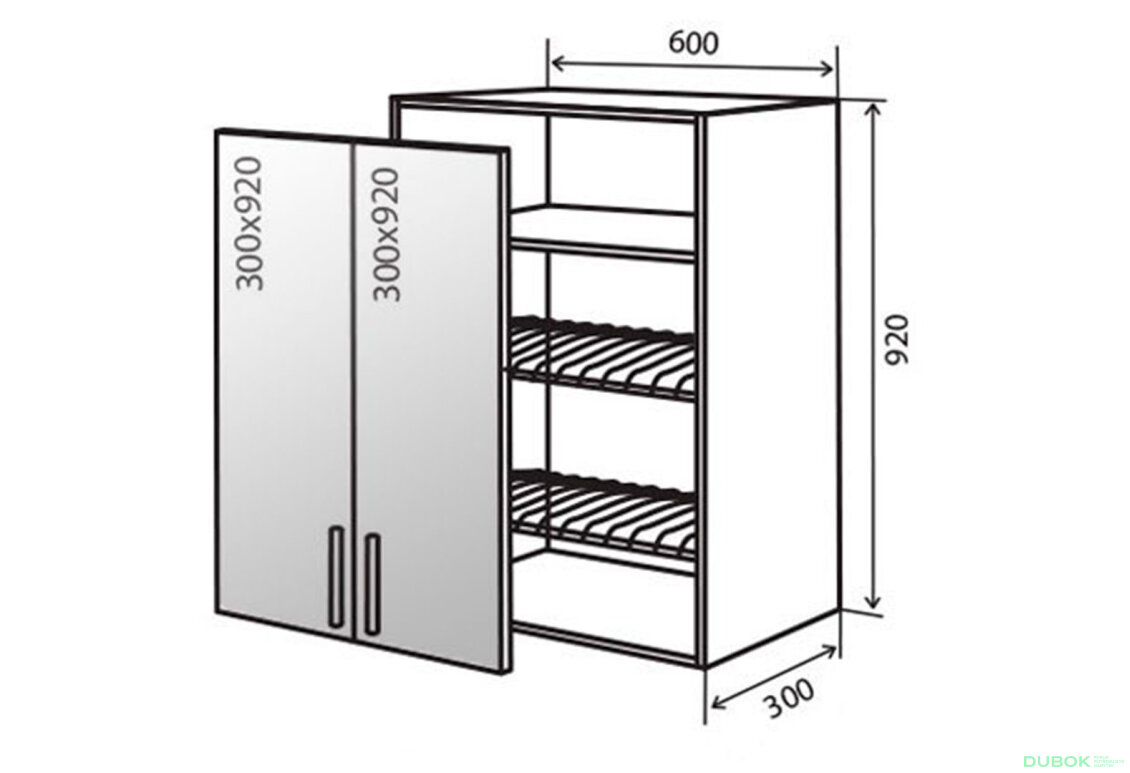 V47 Skříňka 2D 60 Sušák Vitrina BL Flet Lux