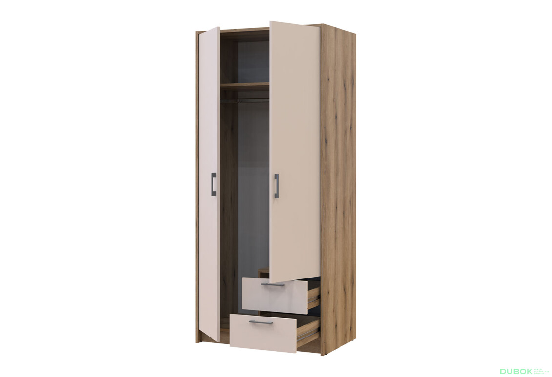 Skříň Rondi 2D dub artisan / kašmír 82x52x195 - Fotografie 5 Fotografie 5 - Skříň Rondi 2D dub artisan / kašmír 82x52x195
