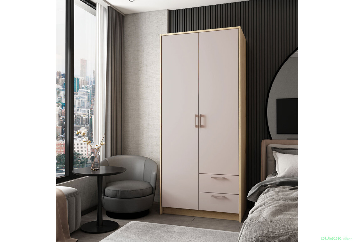 Skříň Rondi 2D dub artisan / kašmír 82x52x195 - Fotografie 2 Fotografie 2 - Skříň Rondi 2D dub artisan / kašmír 82x52x195