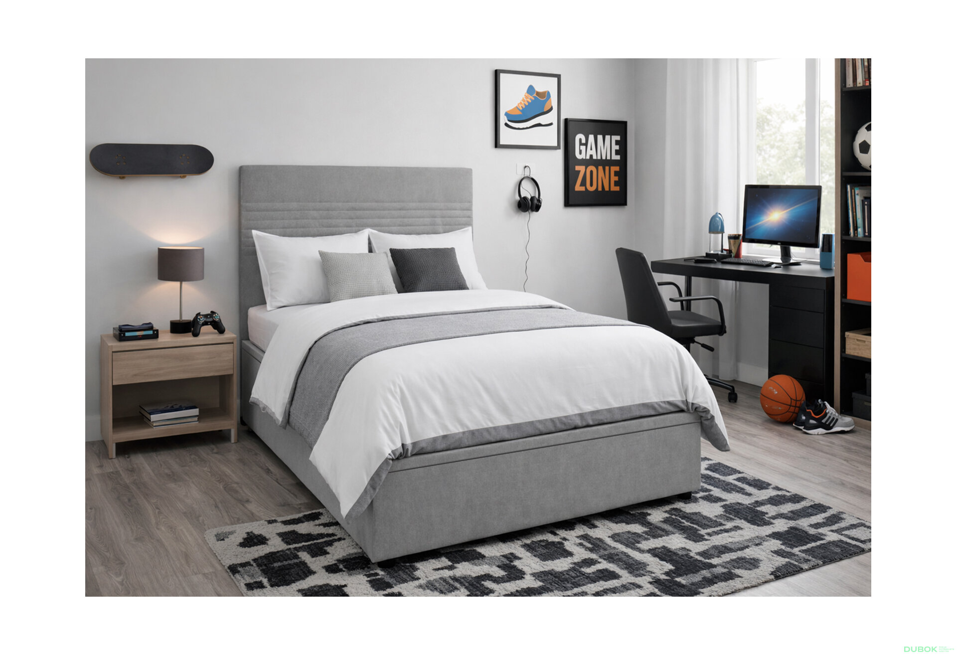 Fotografie 2 - Postel Fro Line 120x200 s roštem, úložným prostorem Mono 246, šedá