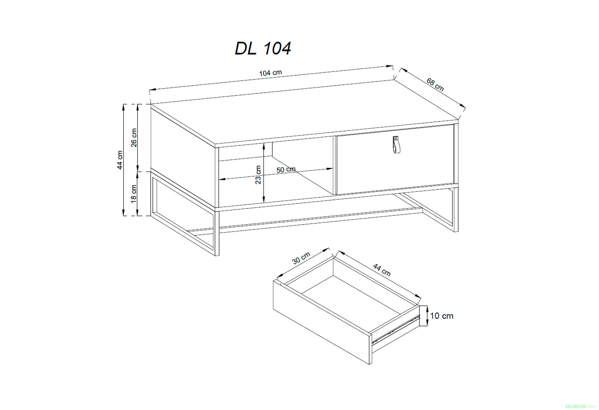 Fotografie 2 - Konferenční stolek DL104 dub ribbeck / černý kámen Dark