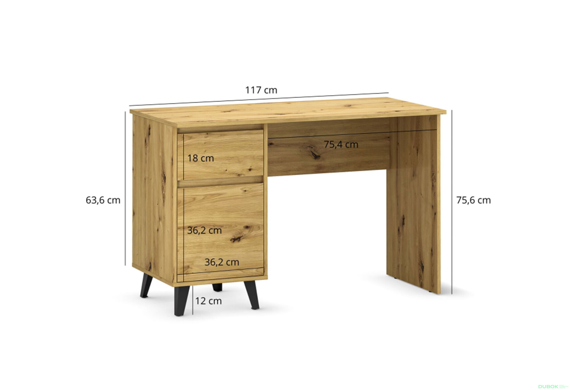 Fotografie 6 - Psací stůl BORG 1d1s/120 dub artisan