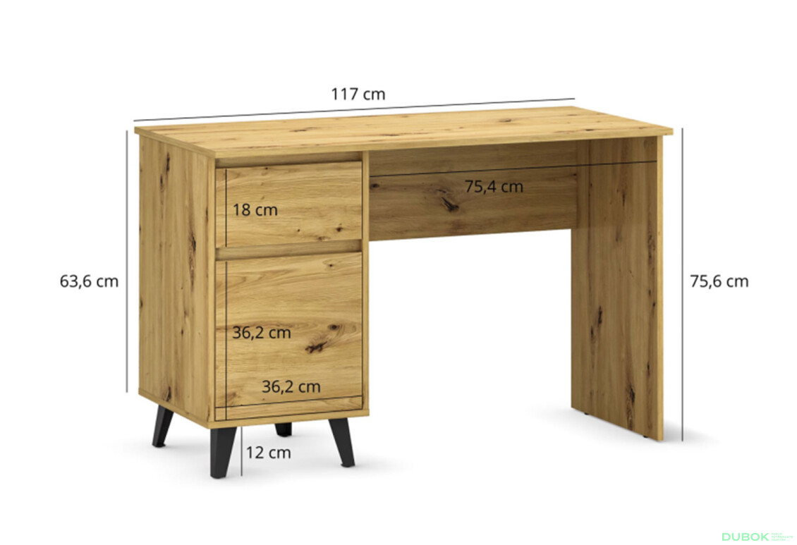 Psací stůl BORG 1d1s/120 dub artisan - Fotografie 6 Fotografie 6 - Psací stůl BORG 1d1s/120 dub artisan