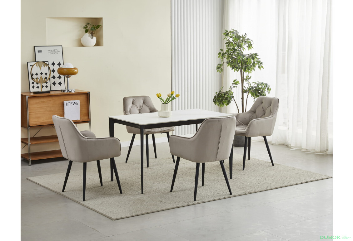 Židle JORK - tmavě béžový samet / černé nohy x 1 - Fotografie 7 Fotografie 7 - Židle JORK - tmavě béžový samet / černé nohy x 1