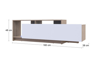 TV stolek U2 dub sonoma / bílý dřevotříska 160x38x48