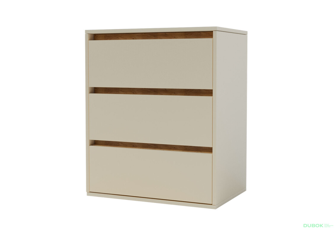 Komoda Idea K 760/600/3š satén / dub kraft zlatý