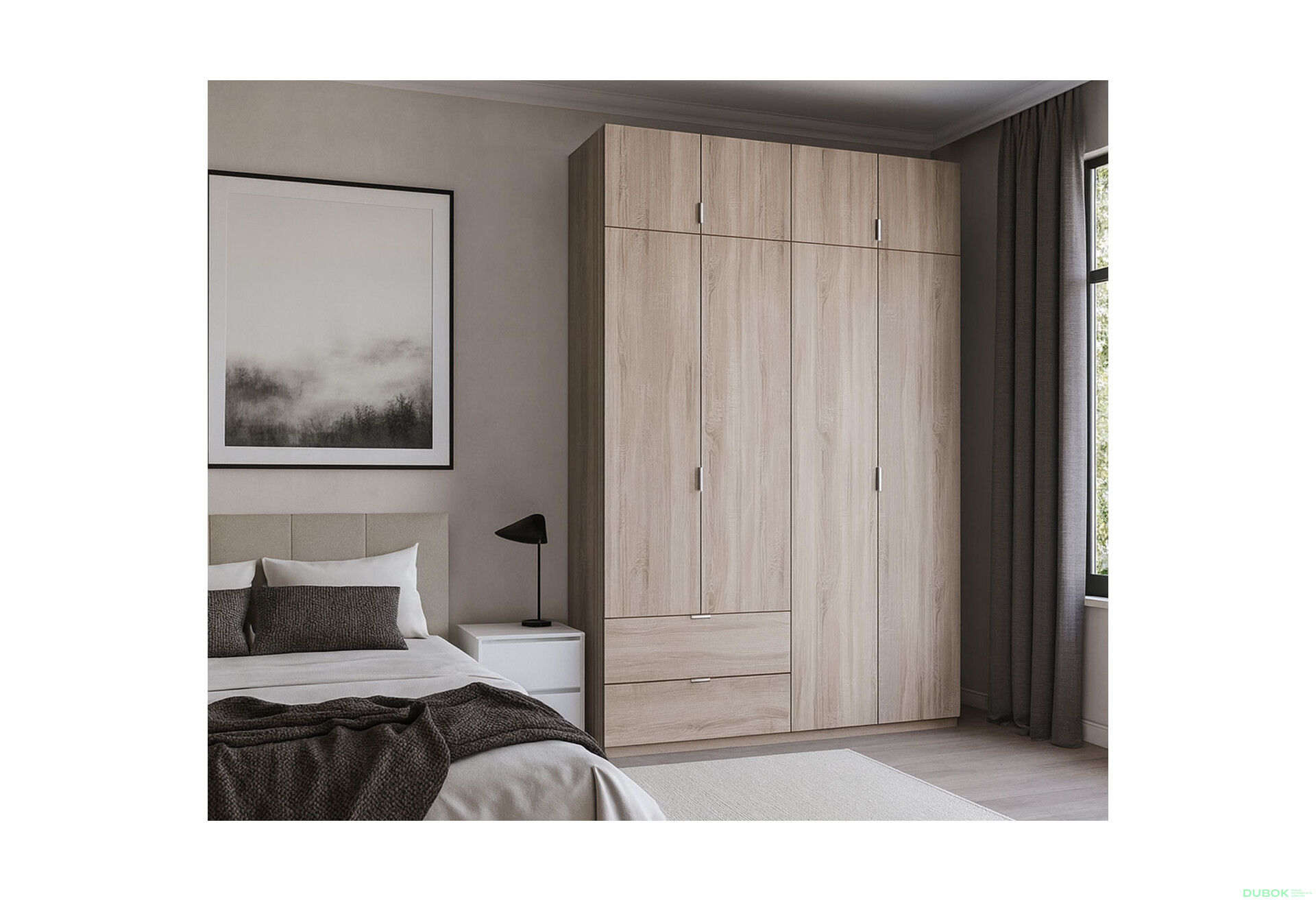 Skříň čtyřdveřová Lukas 180x50x240 cm dub sonoma - Fotografie 2 Fotografie 2 - Skříň čtyřdveřová Lukas 180x50x240 cm dub sonoma