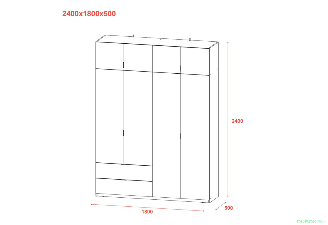 Skříň čtyřdveřová Lukas 180x50x240 cm dub sonoma - Fotografie 9 Fotografie 9 - Skříň čtyřdveřová Lukas 180x50x240 cm dub sonoma