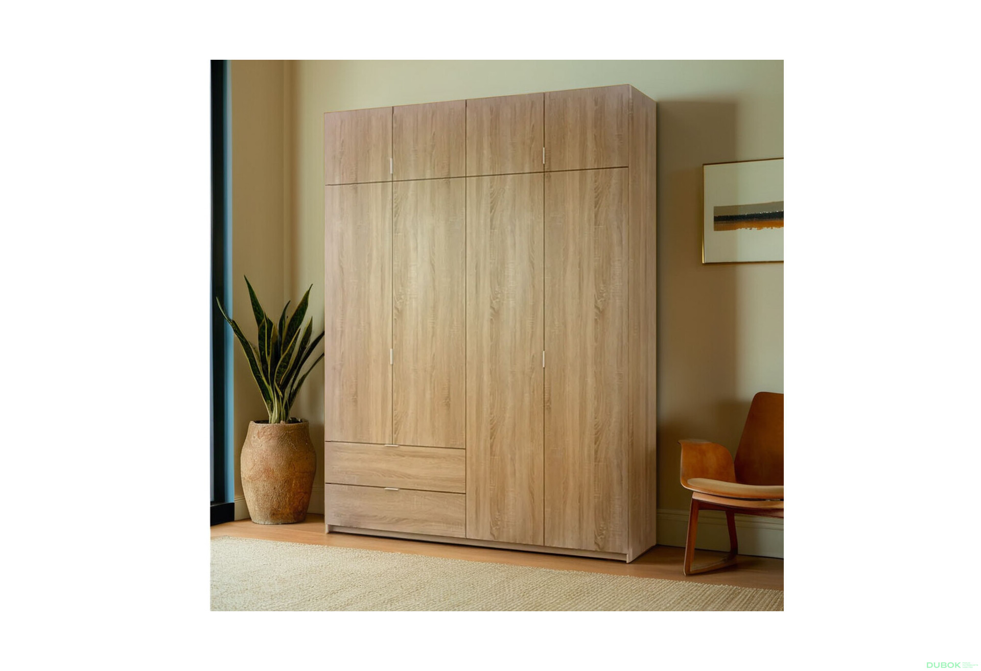 Fotografie 2 - Skříň čtyřdveřová Lukas 180x50x240 cm dub sonoma