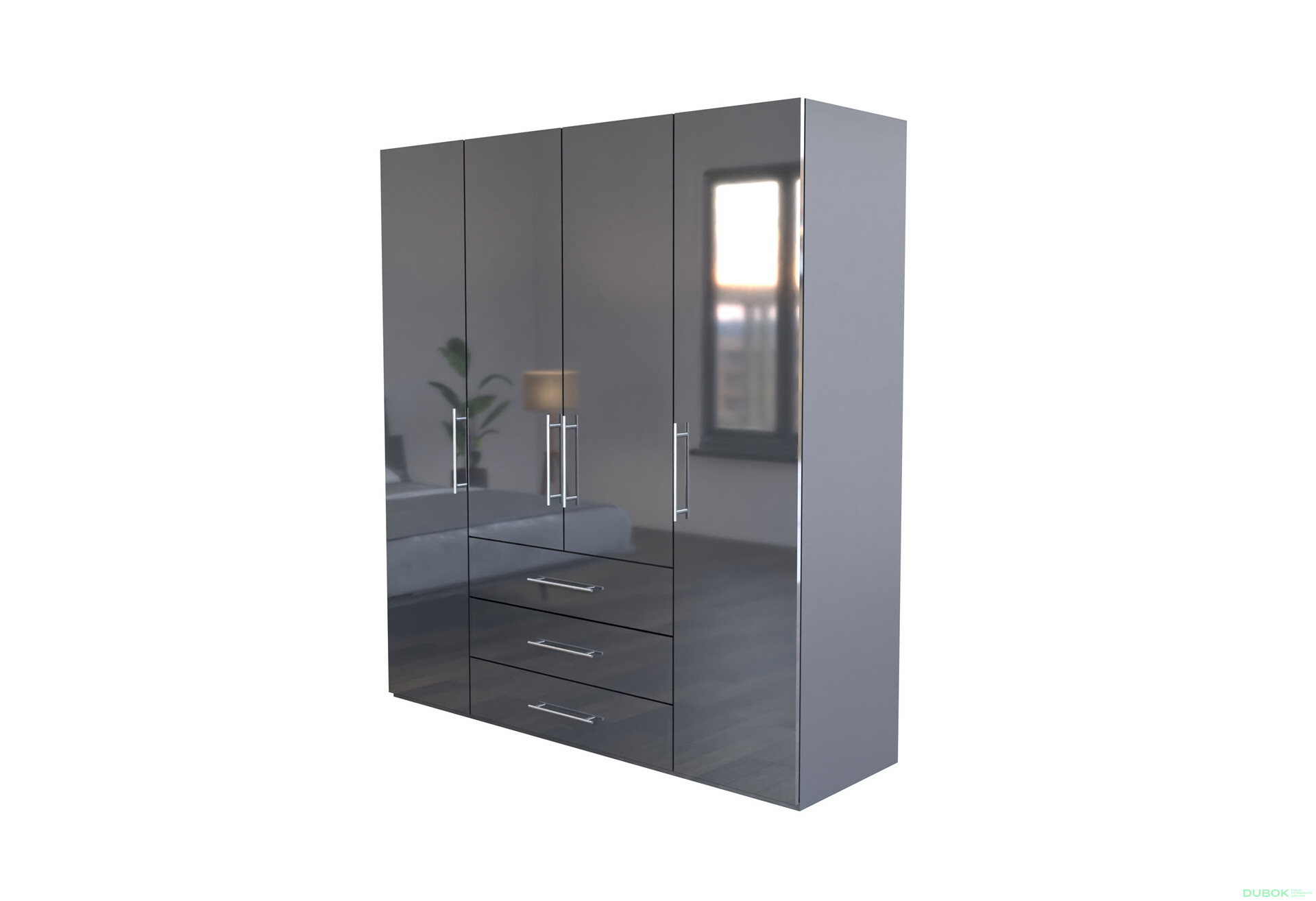 Skříň Magnum 4dv 3šx (Lesklý Antracit) - Fotografie 1 Fotografie 1 - Skříň Magnum 4dv 3šx (Lesklý Antracit)