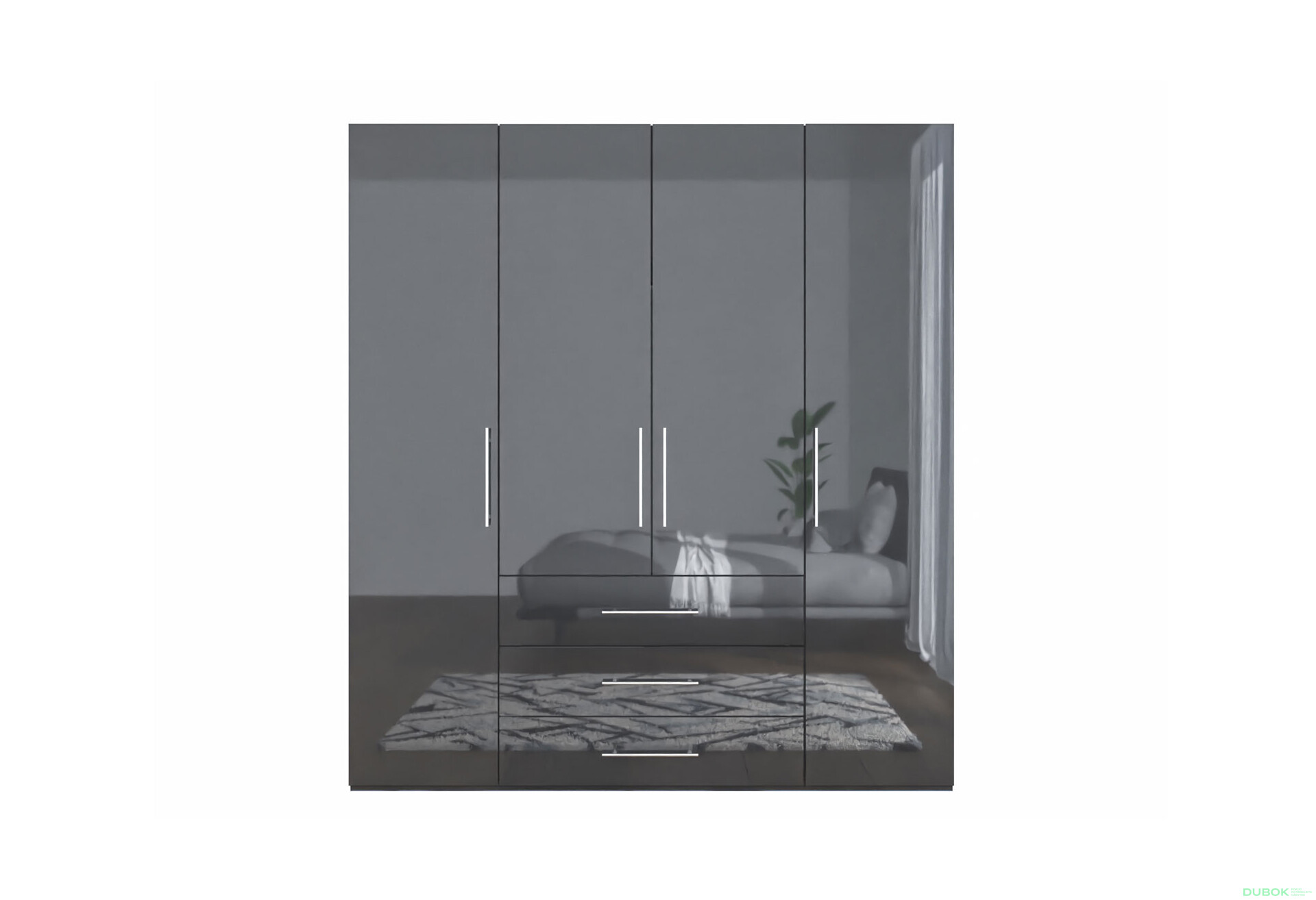 Skříň Magnum 4dv 3šx (Lesklý Antracit) - Fotografie 2 Fotografie 2 - Skříň Magnum 4dv 3šx (Lesklý Antracit)