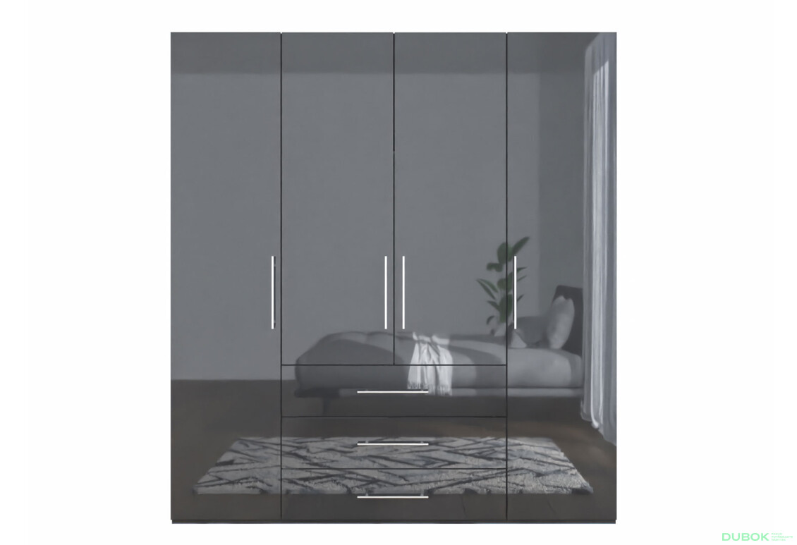 Skříň Magnum 4dv 3šx (Lesklý Antracit) - Fotografie 2 Fotografie 2 - Skříň Magnum 4dv 3šx (Lesklý Antracit)