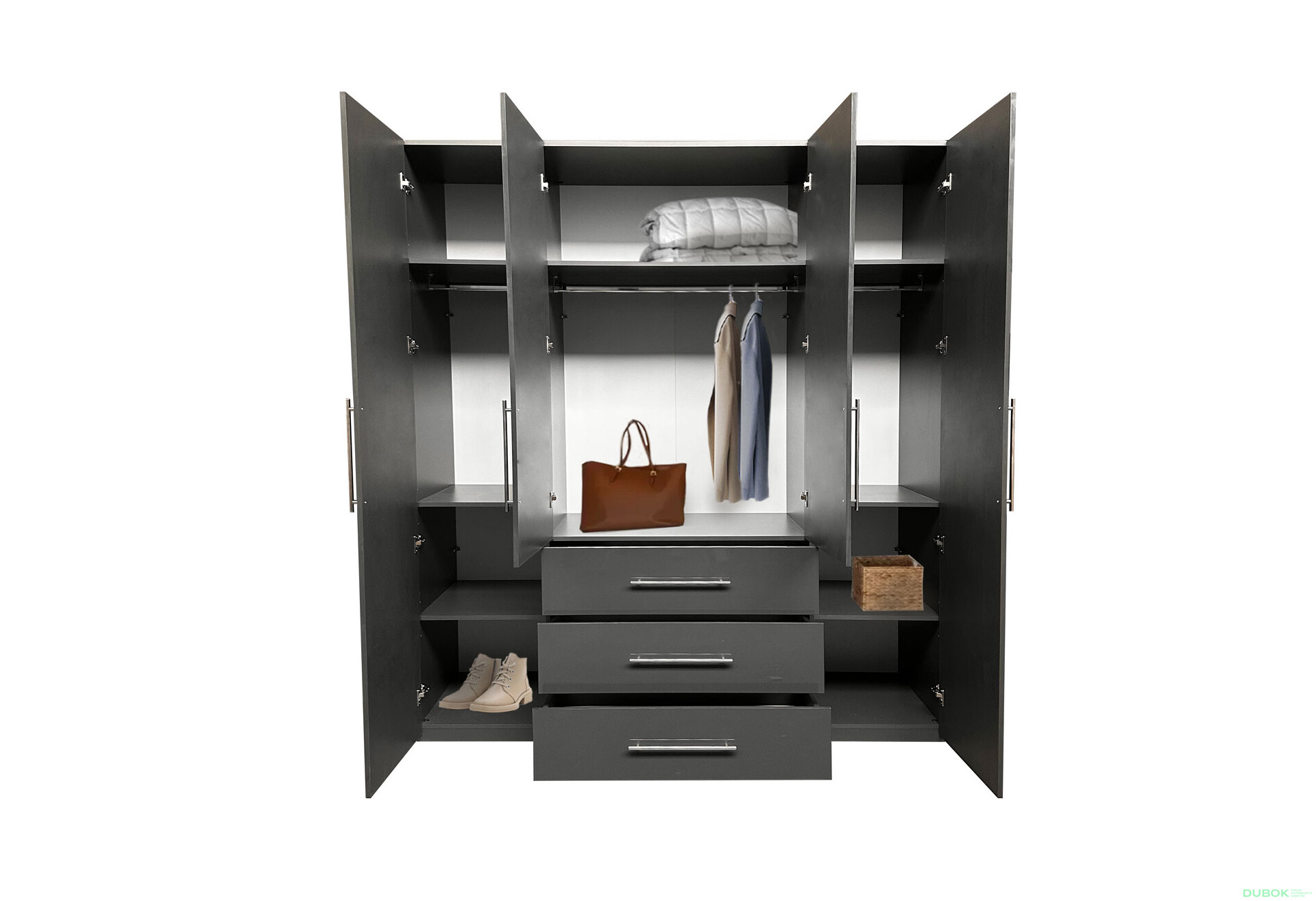 Skříň Magnum 4dv 3šx (Lesklý Antracit) - Fotografie 5 Fotografie 5 - Skříň Magnum 4dv 3šx (Lesklý Antracit)