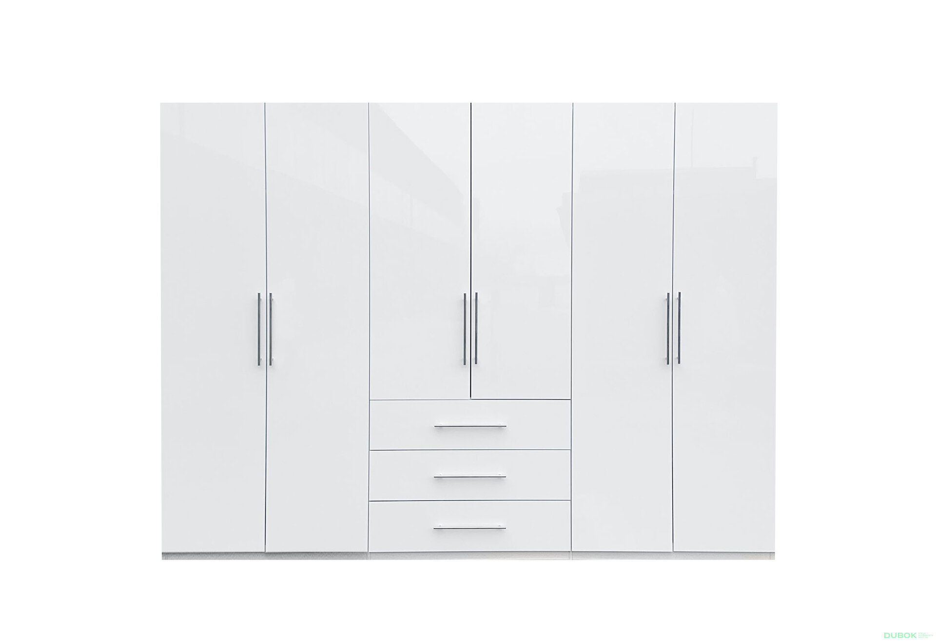 Fotografie 2 - Skříň Magnum 6dv 3šx (Lesklá Bílá)