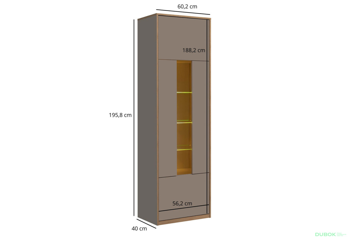 Vitrína 1w šedý kubanit Complex - Fotografie 6 Fotografie 6 - Vitrína 1w šedý kubanit Complex