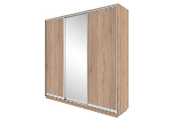 Skříň s posuvnými dveřmi 2200x2500x600 2LTD 1 zrcadlo Dub Sonoma, profil stříbrný