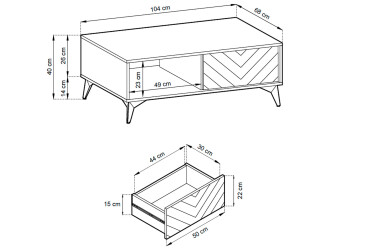 Konferenční stolek L104 evoke dub / černá Diamond