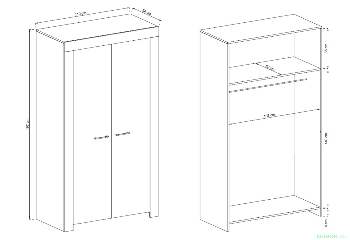 Skříň SSZ110 Sky dub riviéra - Fotografie 3 Fotografie 3 - Skříň SSZ110 Sky dub riviéra