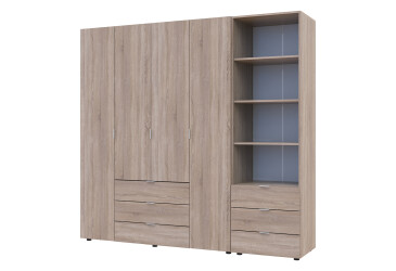 Skříň 4D s regálem se zásuvkami Gelar 215 cm dub sonoma