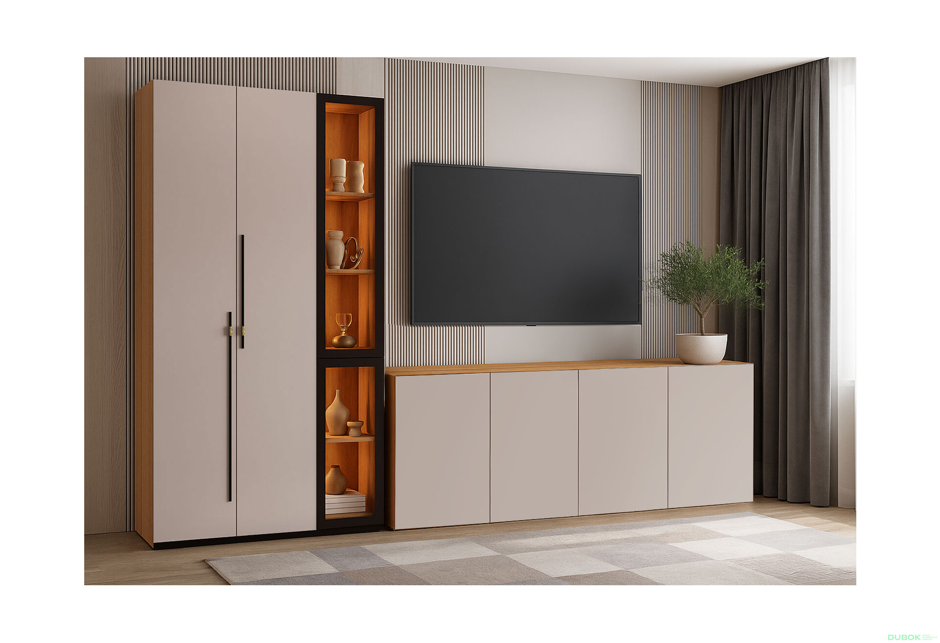 Fotografie 1 - Obývací sestava 280 cm s komodami dub appalačský / kašmír Space