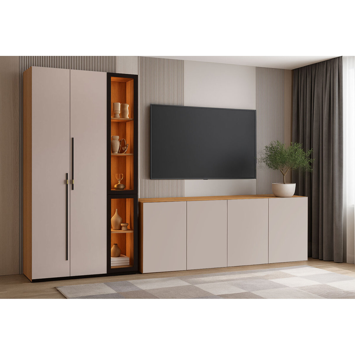 Obývací sestava 280 cm s komodami dub appalačský / kašmír Space